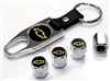 Chevrolet Yellow Logo Chrome ABS Tire Valve Stem Caps & Key Chain