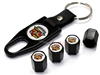 Cadillac Old Logo Black ABS Tire Valve Stem Caps & Key Chain