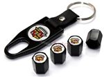 Cadillac Old Logo Black ABS Tire Valve Stem Caps & Key Chain