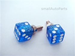 Clear Blue Glitter Dice License Plate Frame Fasteners Bolts