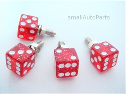 Clear Red Glitter Dice License Plate Frame Fasteners Bolts