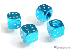 Blue Aluminum Dice Tire Valve Stem Caps