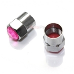 Pink Crystal Diamond Bling Tire Valve Stem Caps