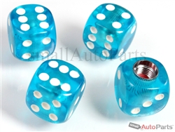 Clear Blue Dice Tire Valve Stem Caps