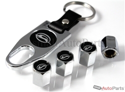 Chevrolet Impala Black Logo Chrome ABS Tire Valve Stem Caps & Key Chain