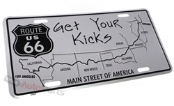 Route 66 Get Your Kicks Aluminum License Plate