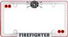 License Plate Frame - Firefighter, Chrome/Black/Red w/fastener caps