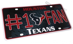 Houston Texans #1 Fan NFL Aluminum License Plate Tag
