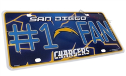 San Diego Chargers #1 Fan NFL Aluminum License Plate Tag