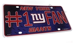 New York Giants #1 Fan NFL Aluminum License Plate Tag