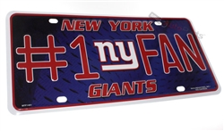 New York Giants #1 Fan NFL Aluminum License Plate Tag