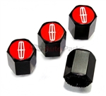 Lincoln Red Logo Black ABS Tire Valve Stem Caps