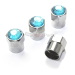 Blue Crystal Diamond Bling Tire Valve Stem Caps