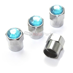 Blue Crystal Diamond Bling Tire Valve Stem Caps