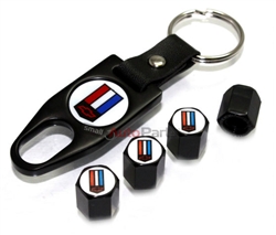 Chevrolet Camaro Logo Black ABS Tire Valve Stem Caps & Key Chain