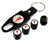 Pontiac Red Logo Black ABS Tire Valve Stem Caps & Key Chain