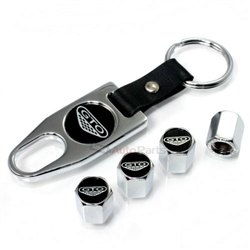 Pontiac GTO Black Logo Chrome ABS Tire Valve Stem Caps & Key Chain