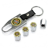 Chrysler Gold Logo Chrome ABS Tire Valve Stem Caps & Key Chain