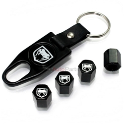 Dodge Viper Logo Black ABS Tire Valve Stem Caps & Key Chain