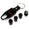 GMC Red Logo Black ABS Tire Valve Stem Caps & Key Chain