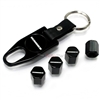 Hummer Silver Logo Black ABS Tire Valve Stem Caps & Key Chain