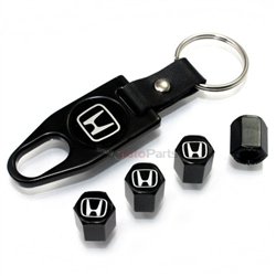 Hummer Black H Logo Black ABS Tire Valve Stem Caps & Key Chain