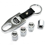 Jeep Silver Grill Logo Chrome ABS Tire Valve Stem Caps & Key Chain