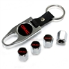 GMC Red Logo Chrome ABS Tire Valve Stem Caps & Key Chain