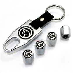 Mercury Cougar Black Logo Chrome ABS Tire Valve Stem Caps & Key Chain