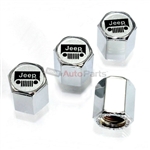 Jeep Silver Grille Logo Chrome ABS Tire Valve Stem Caps