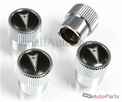 Pontiac Black Logo Chrome ABS Tire Stem Valve Caps