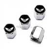 Pontiac Trans Am Black Logo Chrome ABS Tire Valve Stem Caps