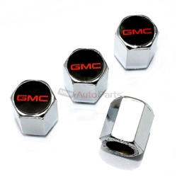 GMC Red Logo Chrome ABS Tire Valve Stem Caps