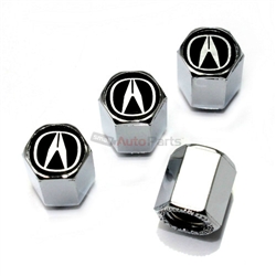 Acura Black Logo Chrome ABS Tire Valve Stem Caps