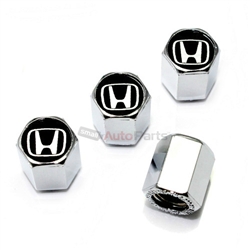 Honda Black Logo Chrome ABS Tire Valve Stem Caps