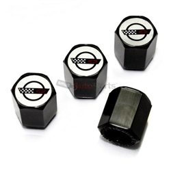 Chevrolet Corvette C4 Logo Black ABS Tire Valve Stem Caps