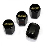 Oldsmobile 442 Black Logo Black ABS Tire Valve Stem Caps