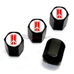 Oldsmobile Red Logo Black ABS Tire Valve Stem Caps