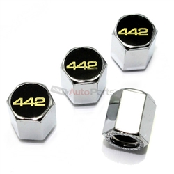 Oldsmobile 442 Logo Chrome ABS Tire Valve Stem Caps