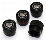 Cadillac Color Wreath Logo Black ABS Tire Stem Valve Caps