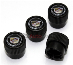 Cadillac Color Wreath Logo Black ABS Tire Stem Valve Caps