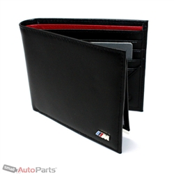 Genuine OEM BMW M Logo Bifold Black Leather Wallet