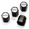 Pontiac GTO Silver Logo Black ABS Tire Valve Stem Caps