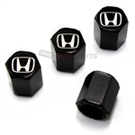 Honda Silver H Logo Black ABS Tire Valve Stem Caps