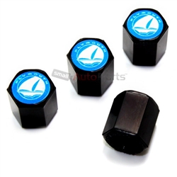 Plymouth Blue Logo Black ABS Tire Valve Stem Caps