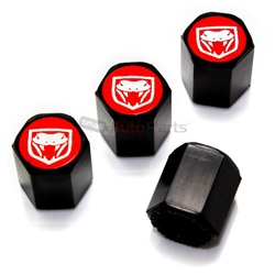 Dodge Viper New Red Logo Black ABS Tire Valve Stem Caps