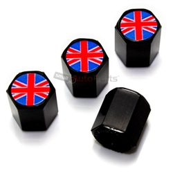 British Flag Logo Black ABS Tire Valve Stem Caps