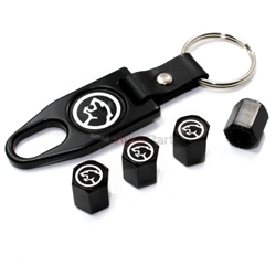 Mercury Cougar Logo Black ABS Tire Valve Stem Caps & Key Chain