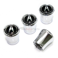 Acura Black Logo Chrome Tire Valve Stem Caps