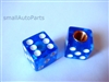 Clear Blue Dice Tire Valve Stem Caps